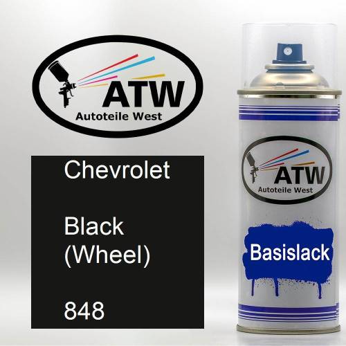 Chevrolet, Black (Wheel), 848: 400ml Sprühdose, von ATW Autoteile West.